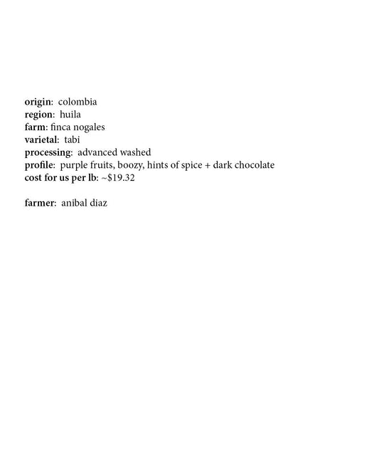 Finca Nogales Advanced Washed Process Tabi