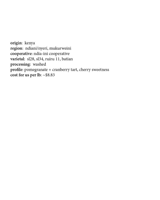 Kenya Ndiani/Nyeri SL28, SL34, Ruiru 11, Batian